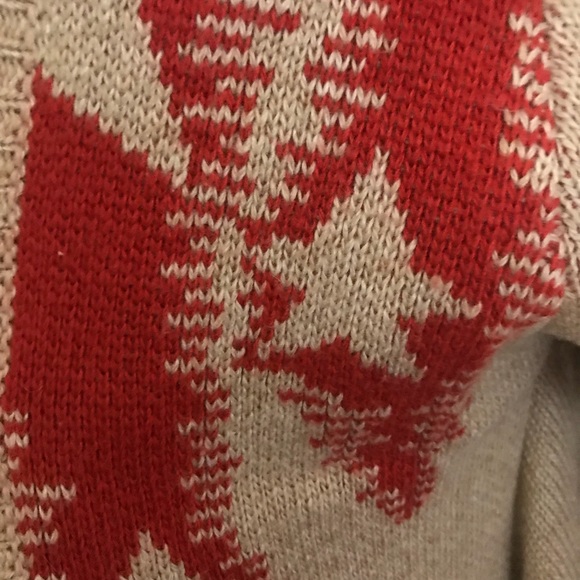 Very J Beige Open Cardigan Swester with Red Splatter Star Decor - Picture 3 of 4